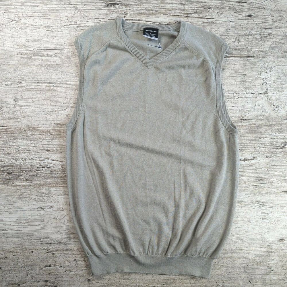 Nike Golf Men's V-Neck Sweater Vest Size Medium Gray Elastic Waist